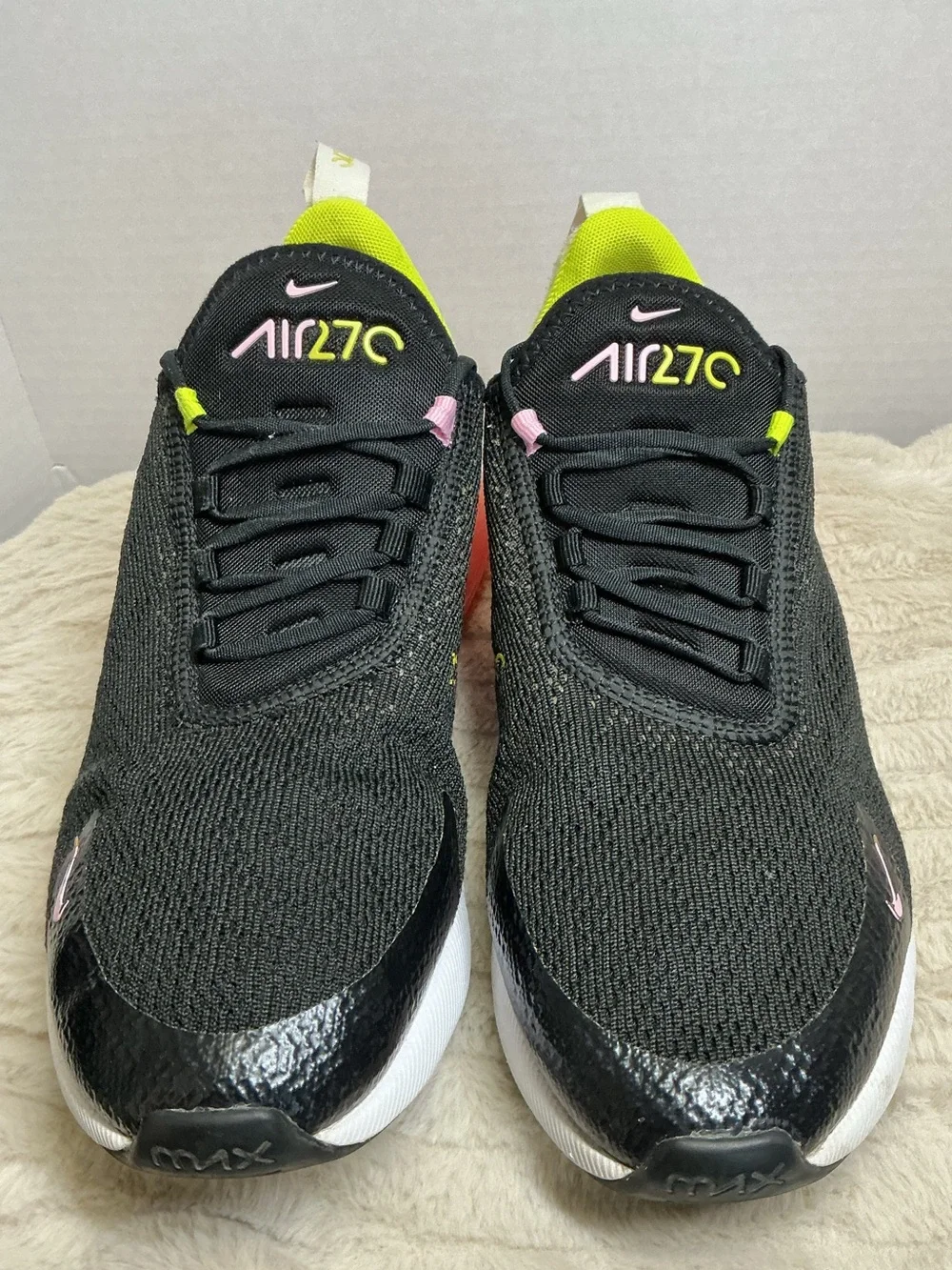 Nike Air Max 270 Women’s Size 8 Black Cyber Pink Rise Sneakers CI5770-001